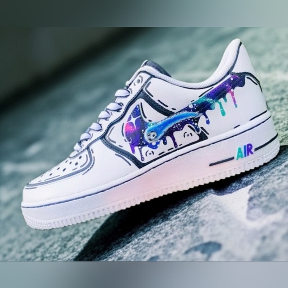 Custom Nike Air Force 1 '07 Galaxy Drip – Hand Painted – Men’s – One of a Kind - Picture 3 of 12